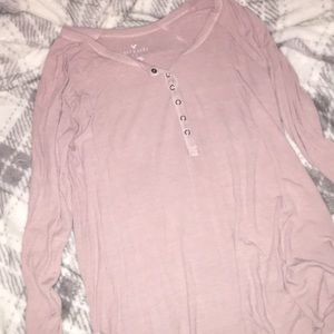 pink henley long sleeved shirt